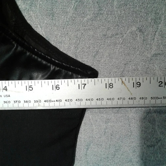 Black Sleeveless Sheer Vegan Faux Leather Moto  Vest with Tails Size M - Picture 8 of 9